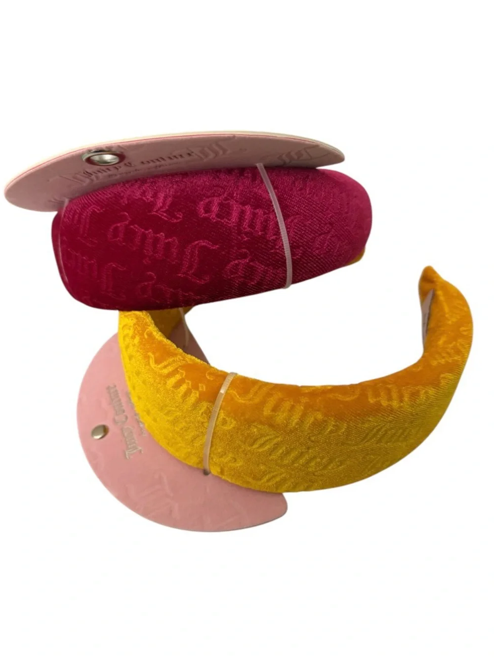 Juicy Couture Yellow and Hot Pink Padded Velvet Headbands